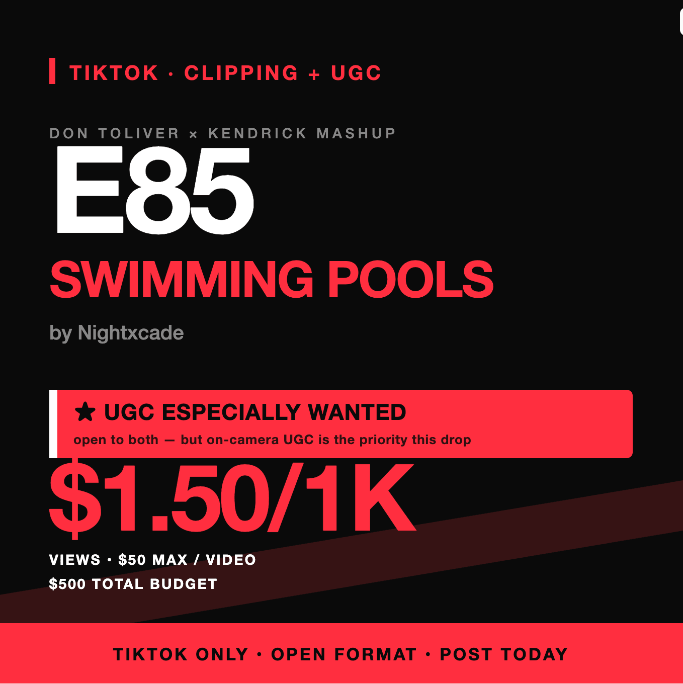 E85 x Swimming Pools by Nightxcade  — Whop TikTok Campaign